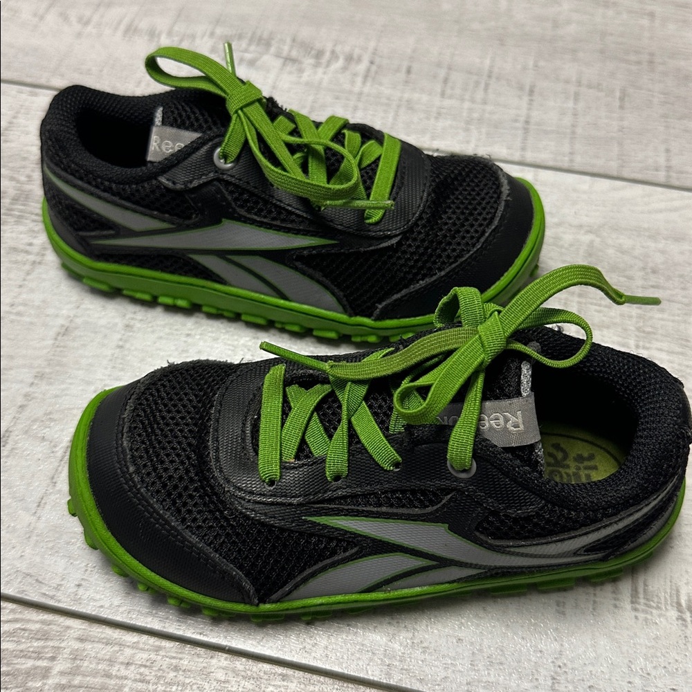 Reebok Black and Green Sneakers with Neon Accents